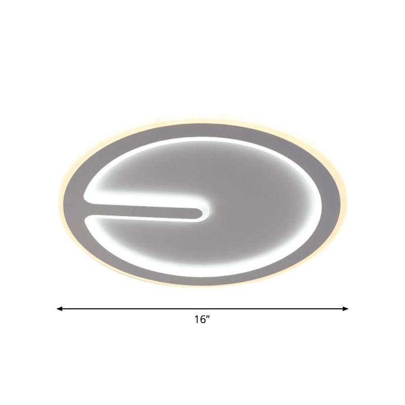 16"/19.5" W Acrylic Clock Ceiling Flush Light Simplicity White LED Flush-Mount Light Fixture in Warm/White Light for Bedroom