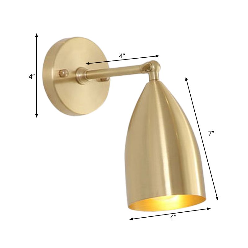 4"/7.5"/12" W 1 Bulb Wall Sconce Modern Style Tapered/Drum/Oval Brass Indoor Wall Mounted Lighting in Gold