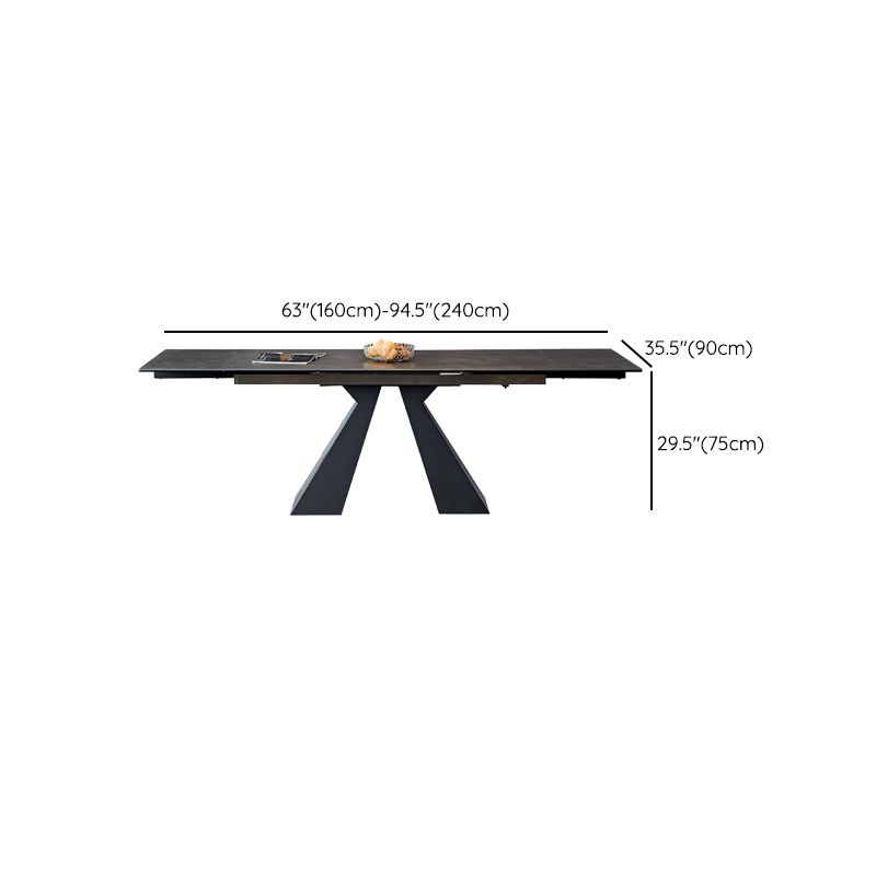 Contemporary 1/4/5 Pieces Dining Room Set Stone Rectangle Furniture in Black