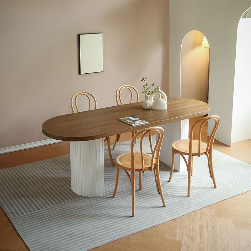 Modern Dining Oval Table Dining Wooden Table for Restaurant with Wood Legs