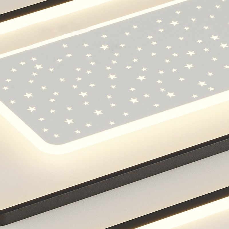 LED Modern Metal Flush Mount Geometric Shape Ceiling Light with Plastic Shade for Bedroom