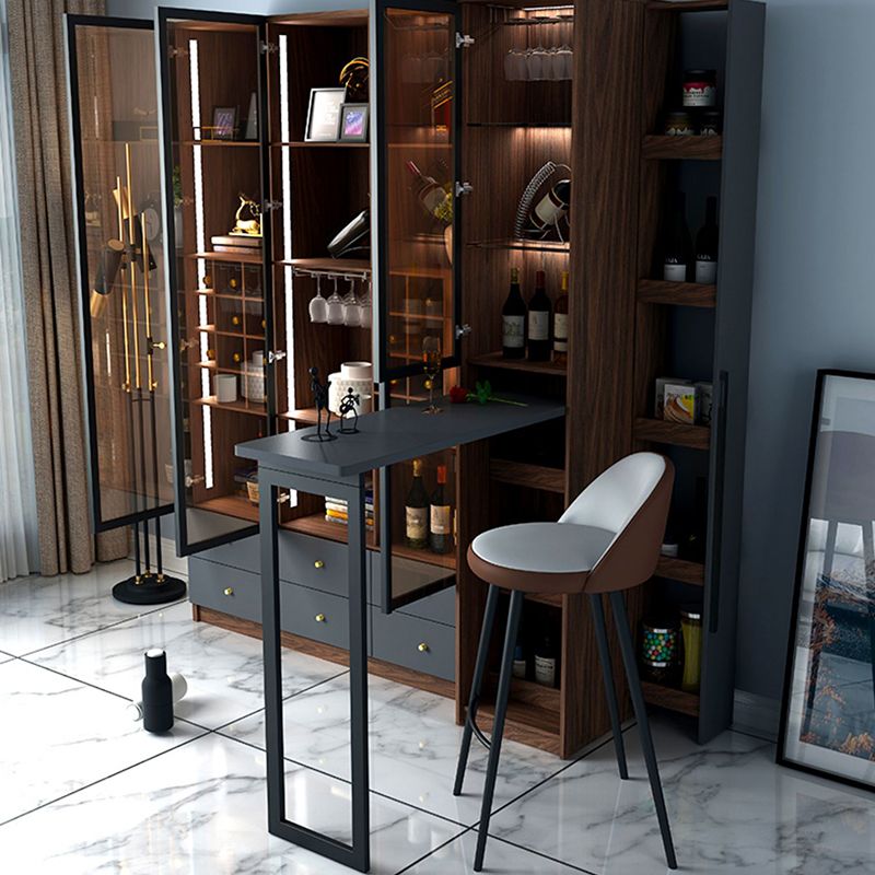 1/2/3 Pieces Counter Height Pub Set in Brown and Black, Modern