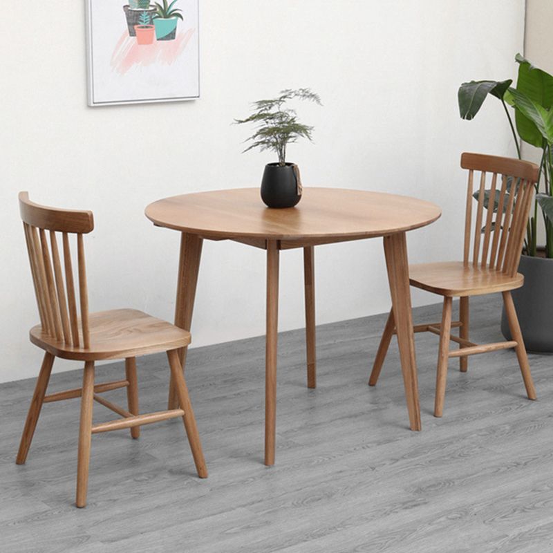 Contemporary Round Dining Table Oak Solid Wood Table for Home Kitchen Dinner