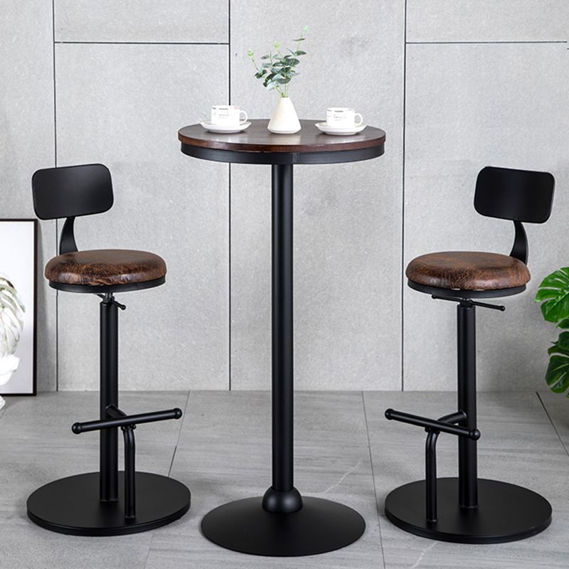 Scandinavian Metal Barstool Faux Leather Counter Stool With 4 Legs in Matte Finish