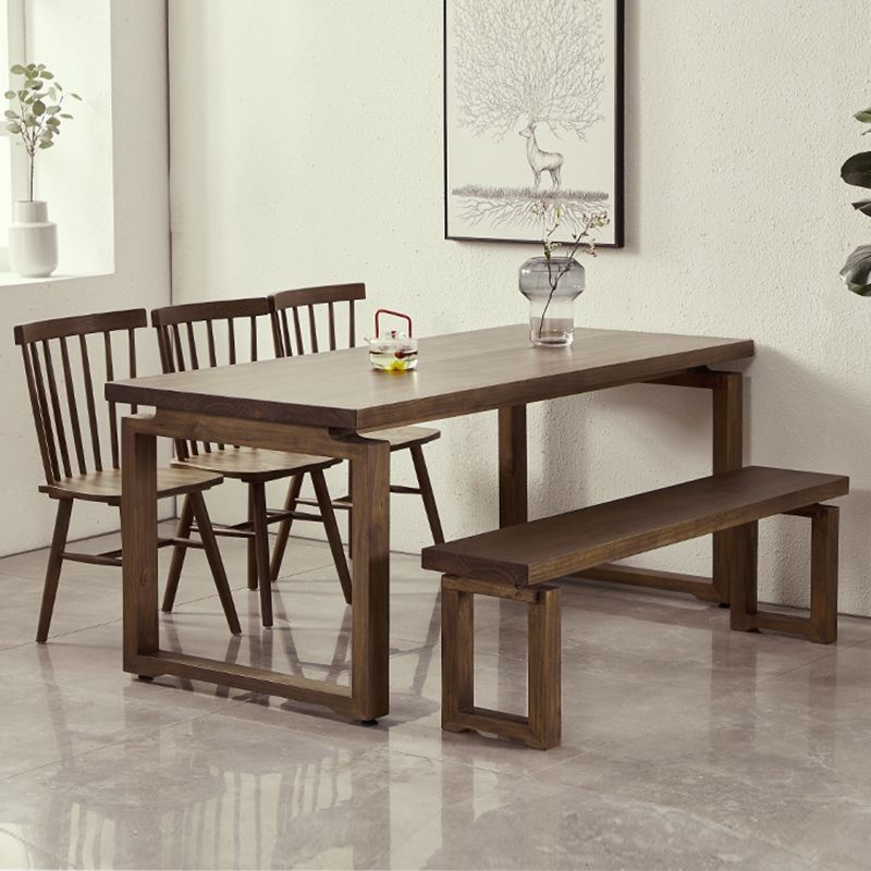 Modern 1/2/3/5 Pieces Dining Set Rectangle Double Pedestal Dinette Set in Natural