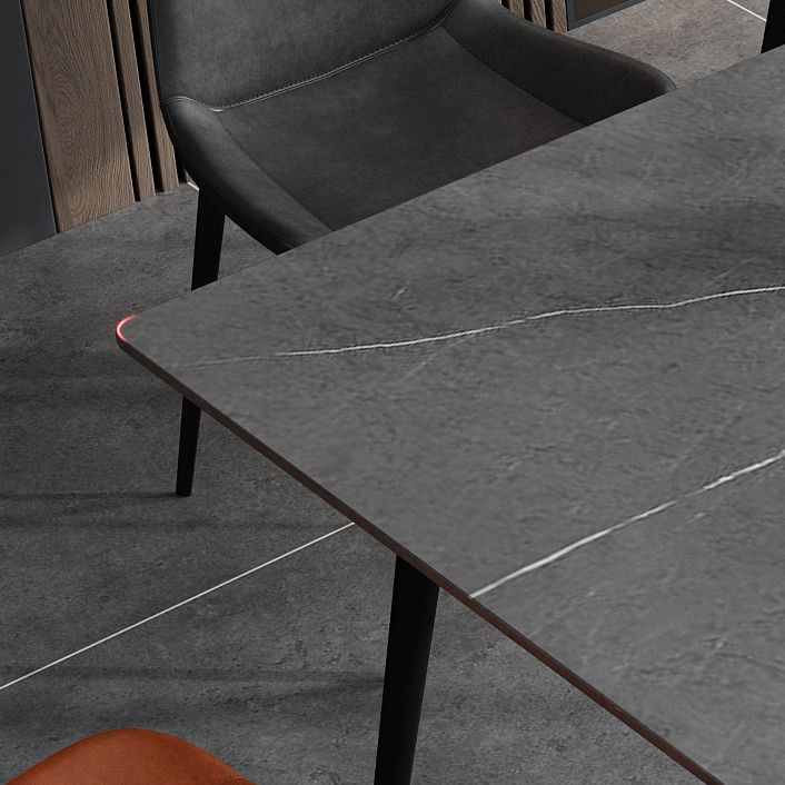 Stone Top Table 4 Legs Rectangle Dining Table for Home Kitchen Dinner