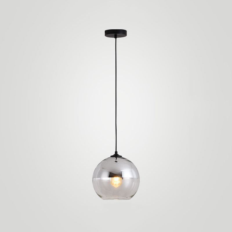 Wrought Iron Indoor Hanging Lamp in Modern Creative Style Globe Glass Pendant Light for Dining Room