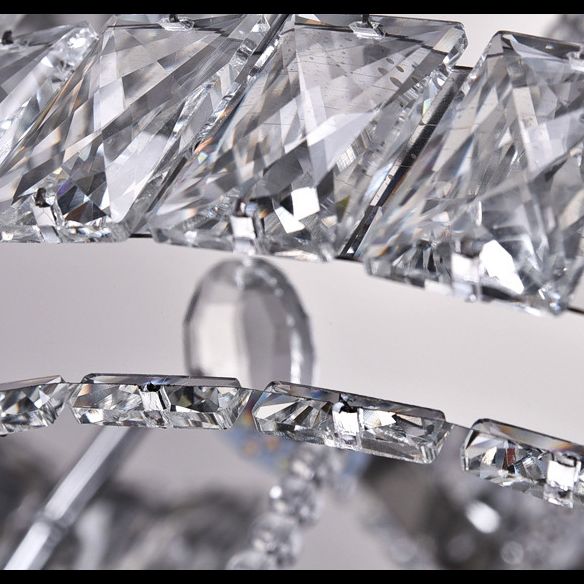 Luxurious Contemporary Flower Ceiling Lamp Crystal Living Room LED Semi Flush Light in Stainless Steel