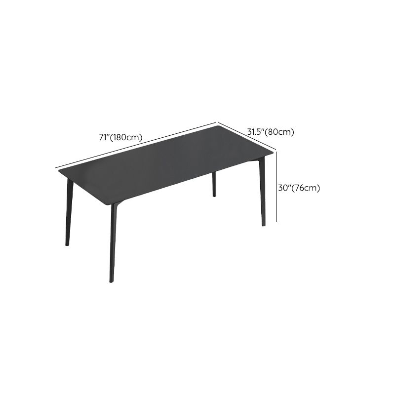 Metal Modern Dinette Table with 4 Legs Black Stone Top Dining Table