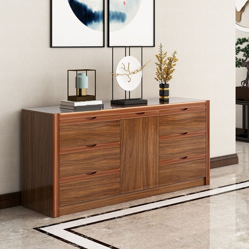 Contemporary Storage Chest Bedroom Chest in Brown with Drawers