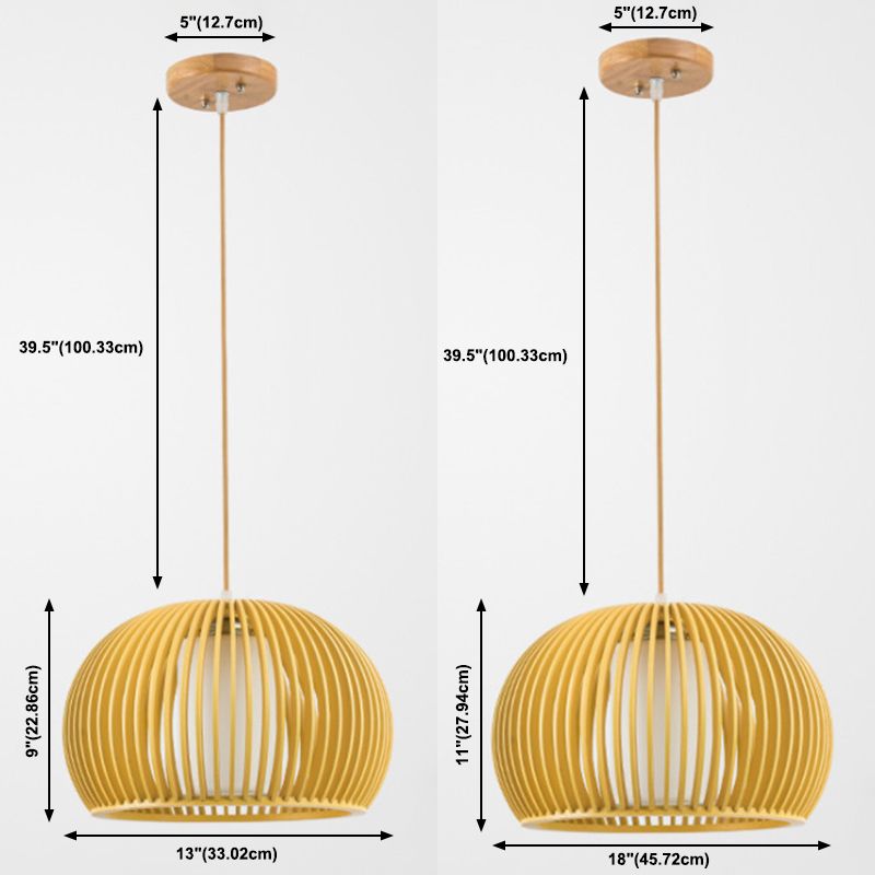 1 Licht hängende Lichtkit Asian Style Schüssel Form Holz Anhänger Beleuchtung