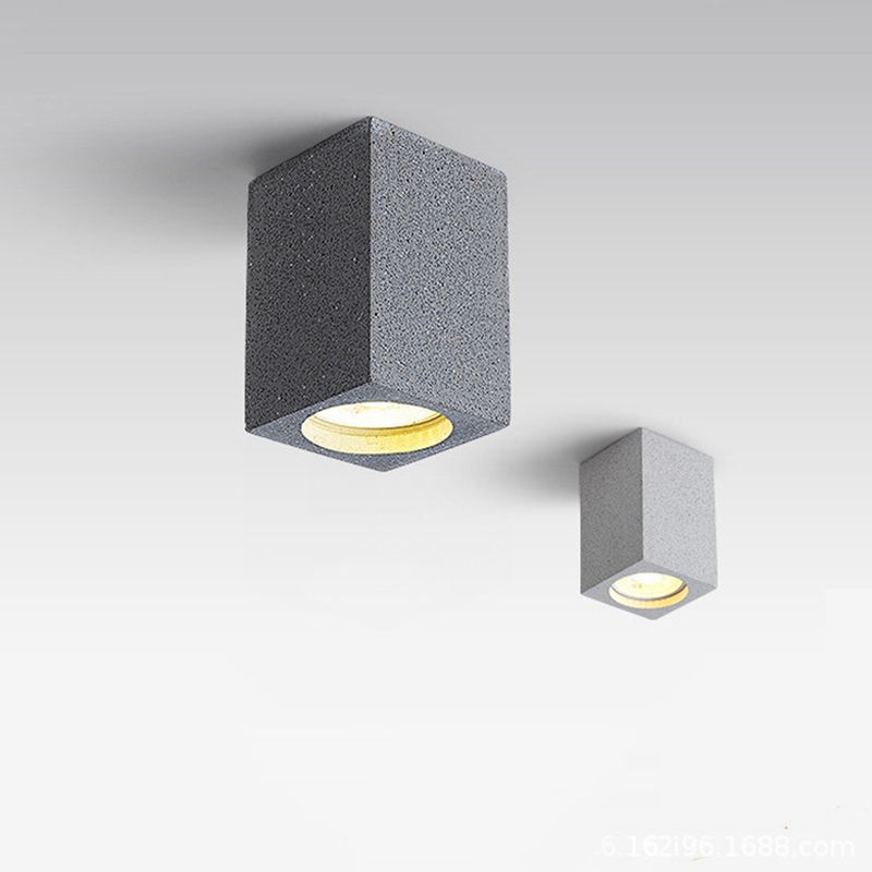 Modern Rectangle Shape Ceiling Light with Cement Shade for Living Room
