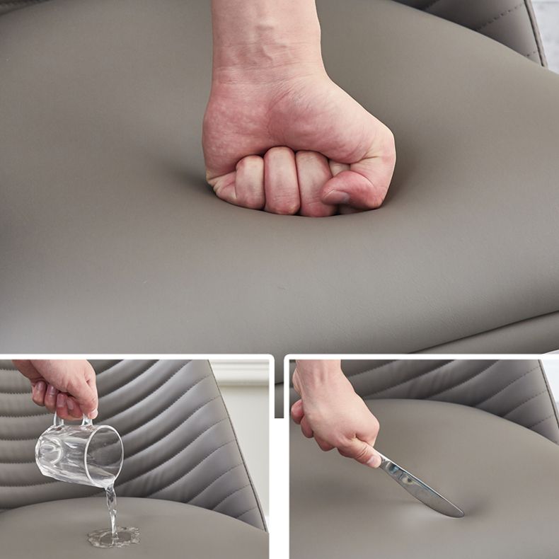 Sillas laterales sólidas sin brazos de diseño contemporáneo, sillas de comedor de cuero para el hogar