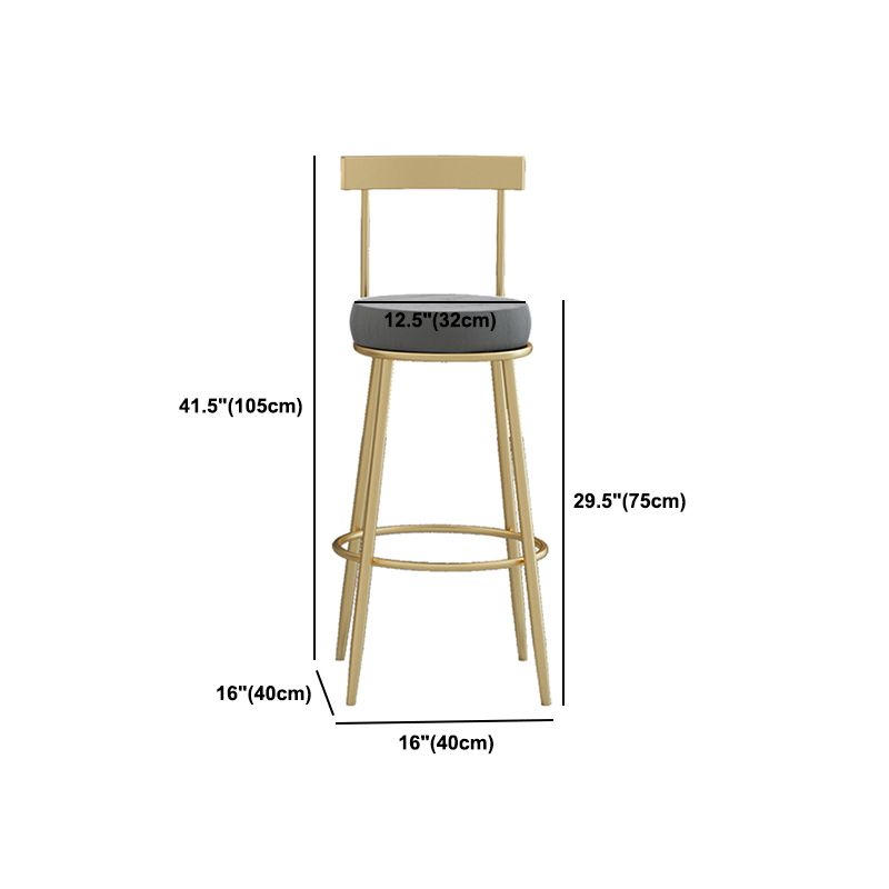 Glam Round Counter Height Stools Grey and Gold Footrest Upholstered Counter Bar Stool