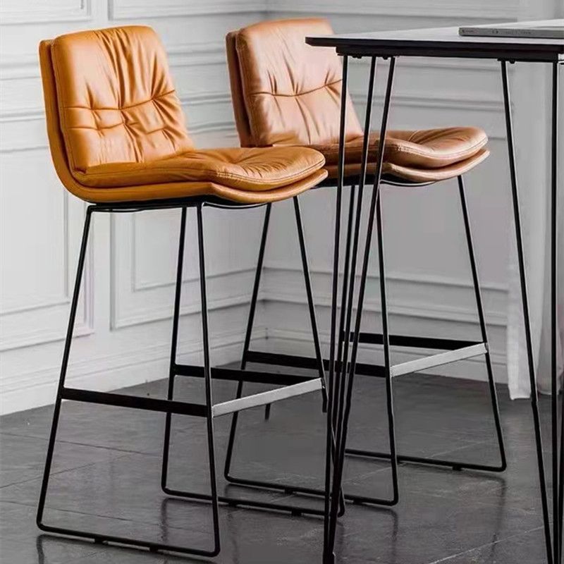 Glam Metal Counter Height Stool with Cushion Bar Stool for Indoor