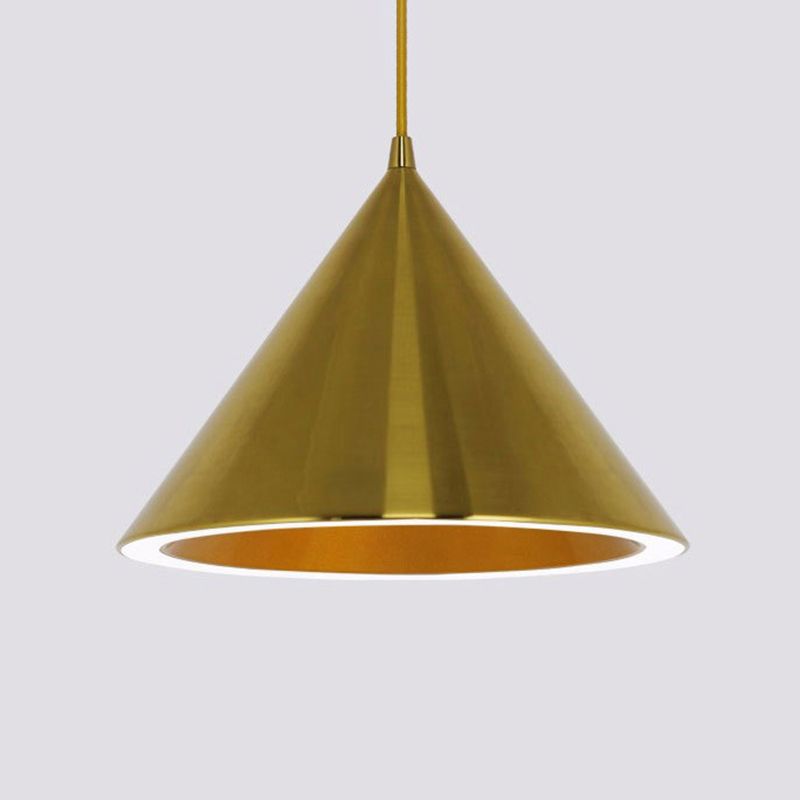 Post-Modern Minimalism Tapered Pendant Light Gold Metal 1-Light Pendant Lighting for Bedroom