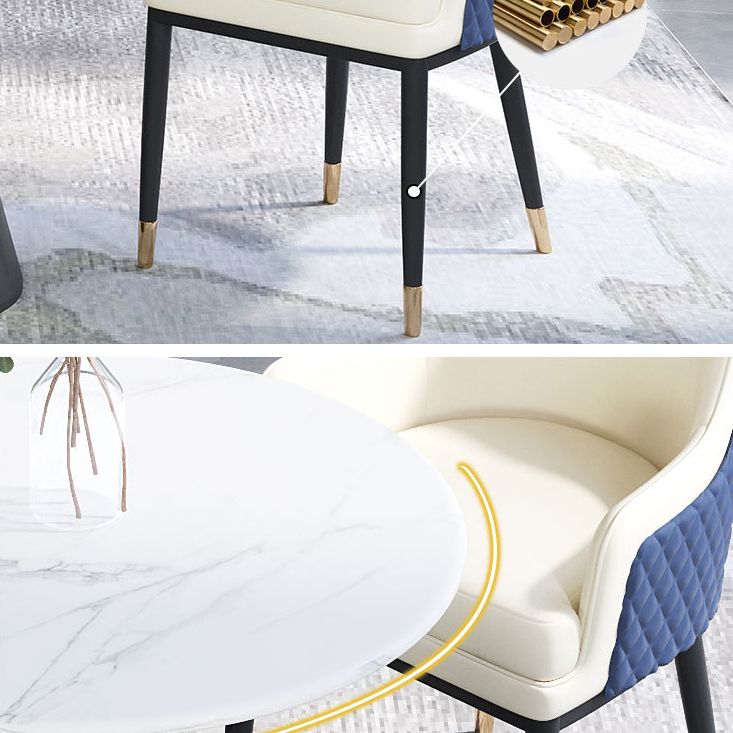 Contemporary Faux Marble Dining Table Set Round 1/2/3/4/5 Pieces Dining Set for Home Use