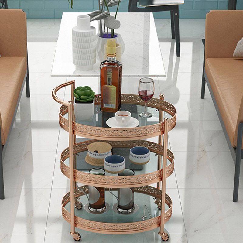 Modern Open Storage Prep Table Oval Dining Room Kitchen Trolley