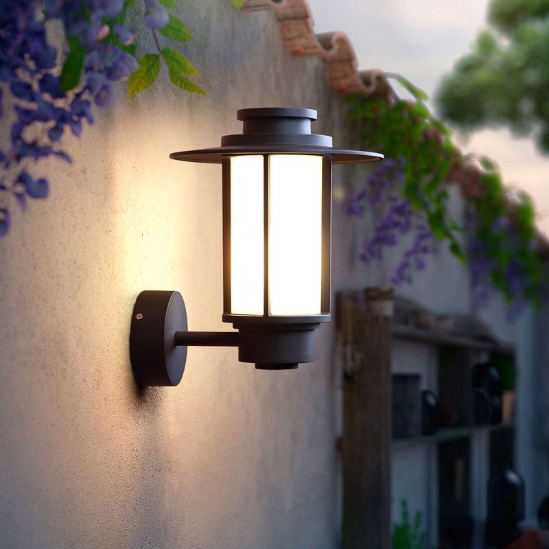 Cylinder Wall Mounted Light Minimalist Metal 1 Bulb Coffee Sconce Lamp for Garden