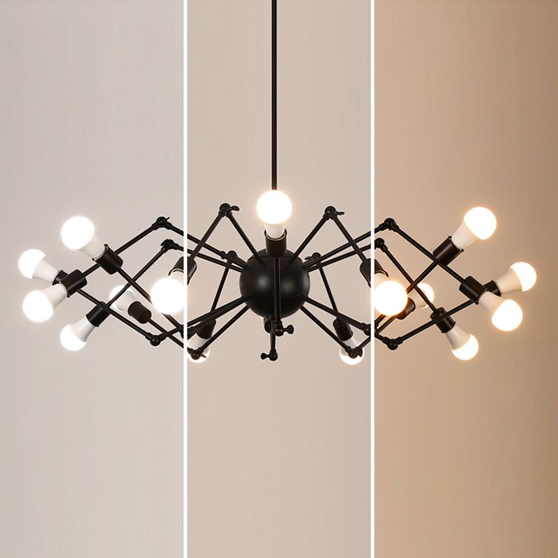 Araña múltiple lámpara de lámpara vintage lámpara de luz colgante industrial de hierro