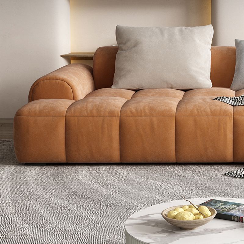 Modern Style Sofa Suede Material Embedded Armrest Cushion Back Sofa Bed