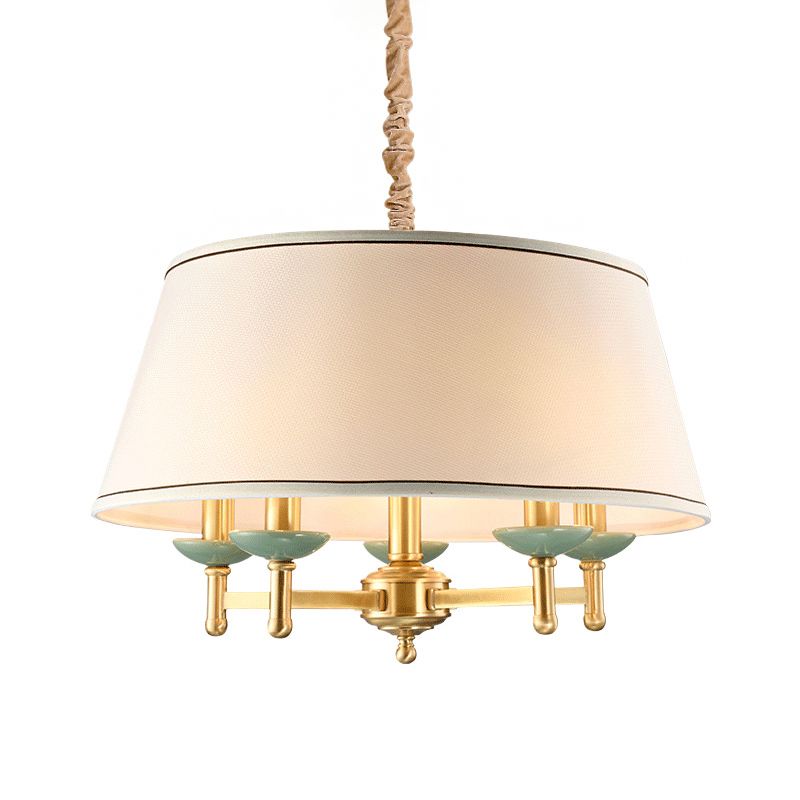 5 luci in tessuto lampadario lampadario classico classino bianco tamburo sala da pranzo kit lampada sospesa