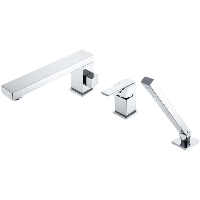 Deck Mounted Copper Roman Tub Faucet Low Arc Bathroom Tub Faucet Set