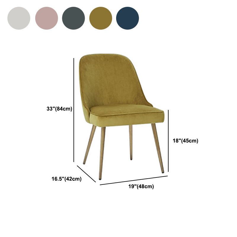 Gold Iron Legs Dining Chairs Glam Upholstered Low Back Side Chair