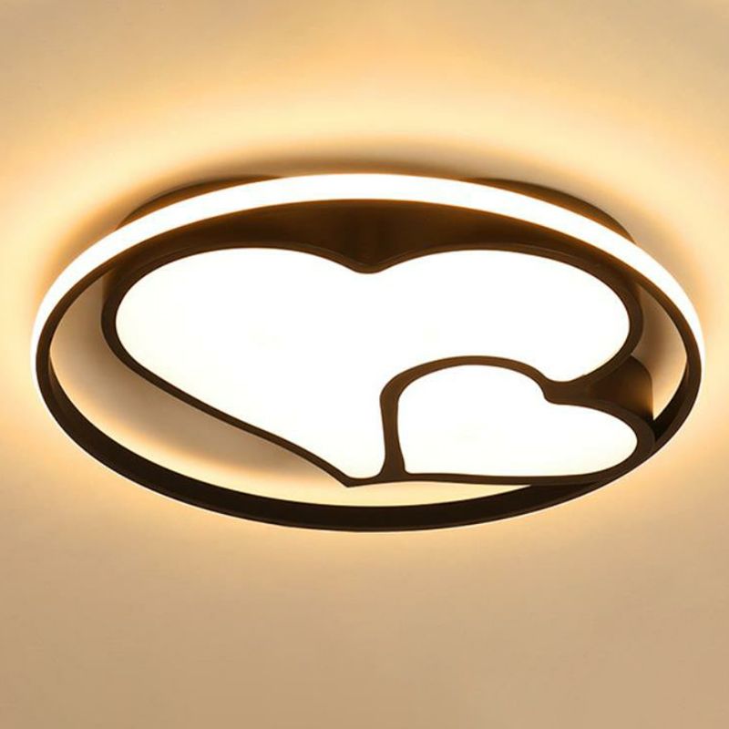 Hart Flush Plafond Licht Hedendaagse Metallic Zwart LED Flush Mount Verlichting