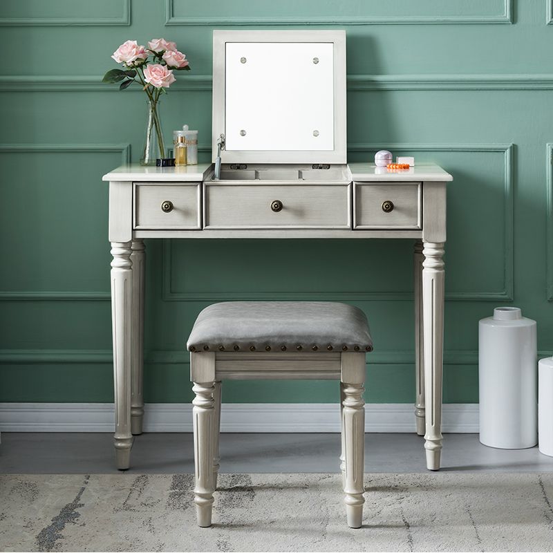 Traditional Vanity Dressing Table Solid Wood 2-Drawer Makeup Vanity Desk