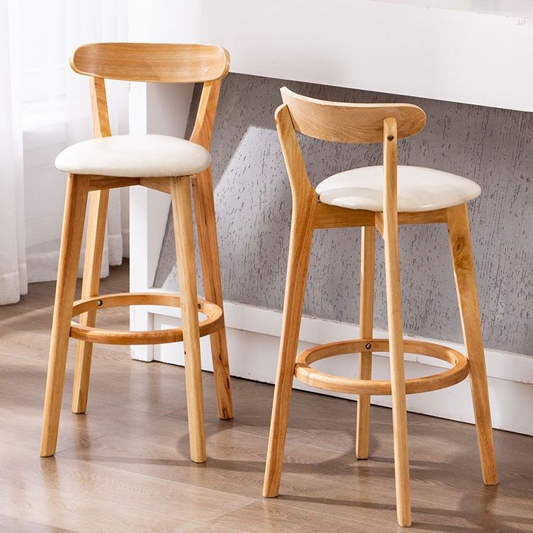 Industrial Backrest Armless Counter Stool Wood Cafe Bar Stool with Cushion and Pedal