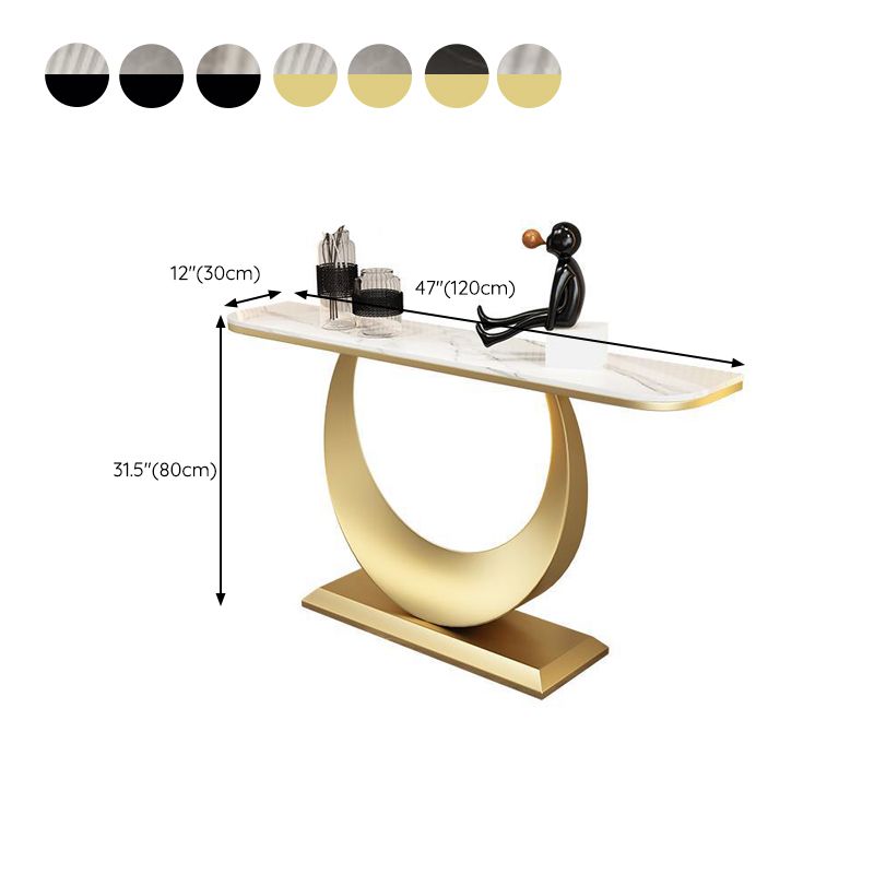 Glam Console Accent Table Scratch Resistant Console Sofa Table in Stone