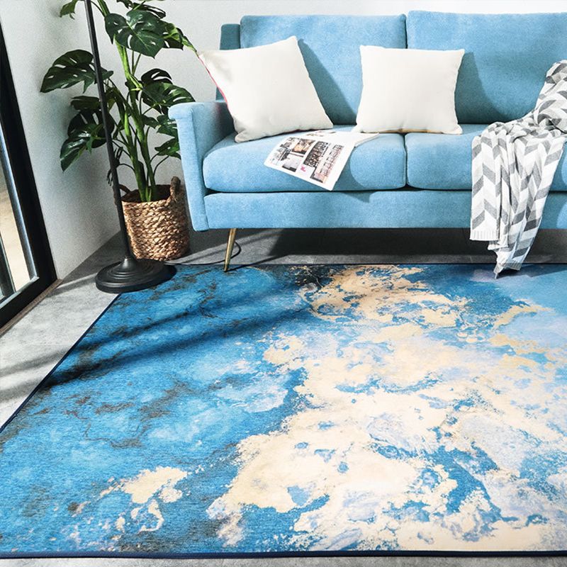 Designer Living Room Rug Multi Color Abstract Print Rug Polypropylene Non-Slip Backing Machine Washable Area Carpet
