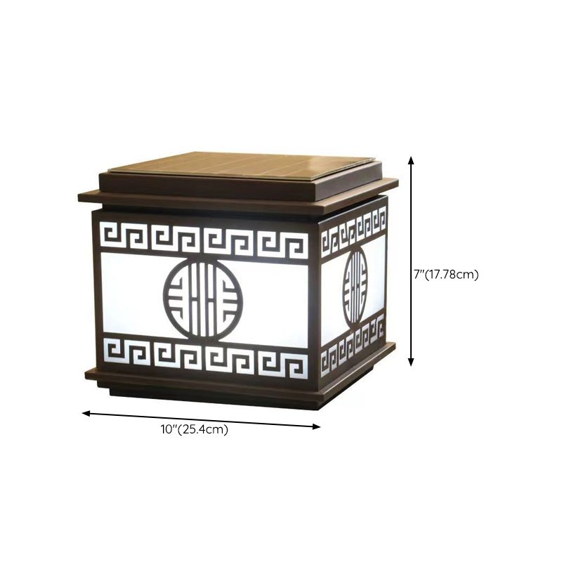 Contemporary Pillar Lamp Metal Outdoor Lamp with Acrylic Shade for Garden