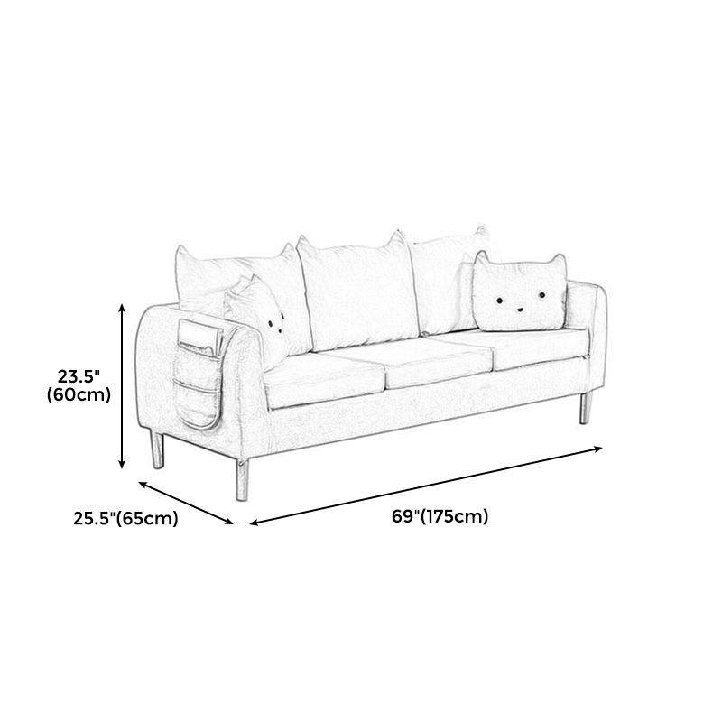22.83" H Velvet Square Arm Modern Sofa with Tight Back slipcovered Sofa