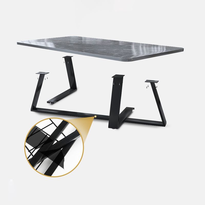 17.72" Tall Glam Style Coffee Cocktail Table Slate Rectangular Coffee Table