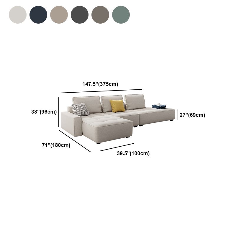 147.63" W X 70.86" D X 37.41" H Linen One Side Arm Sofa & Chaise for Living Room