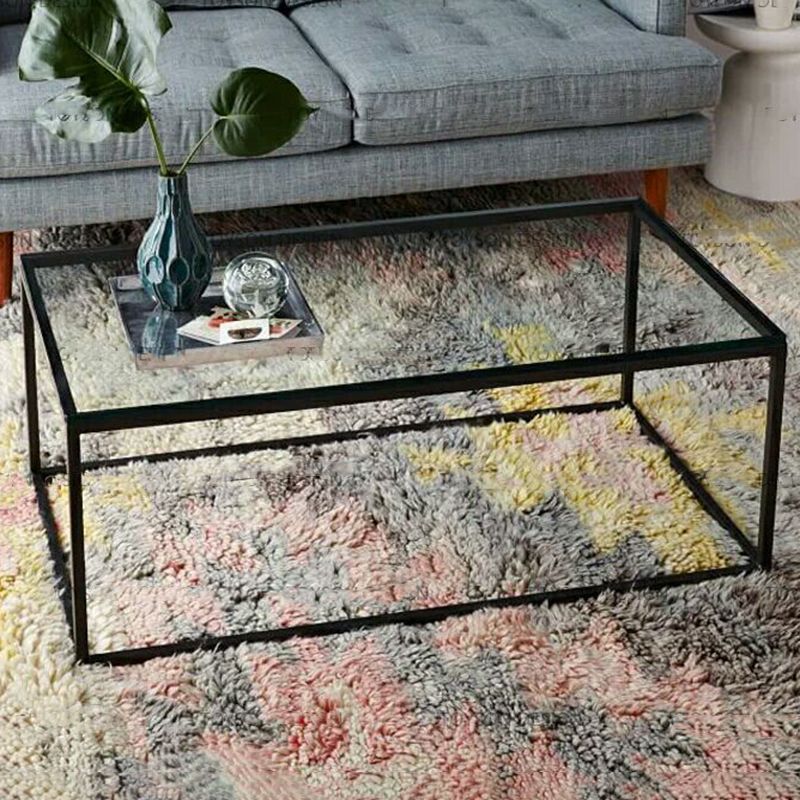 Contemporary Rectangular Glass Frame Base Coffee Cocktail Table