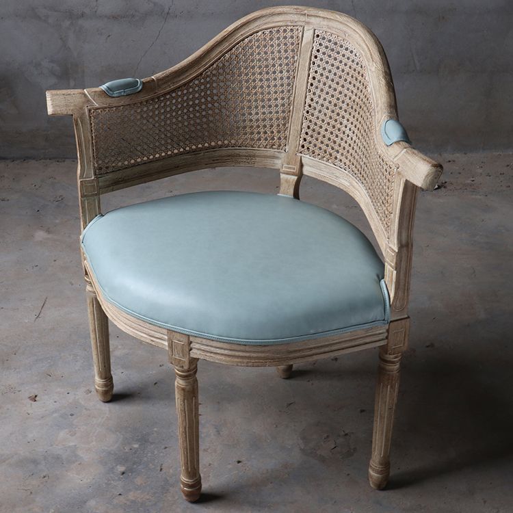 Solid Wood Country Style Dining Room Chairs Matte Finish Open Back Dining Arm Chairs
