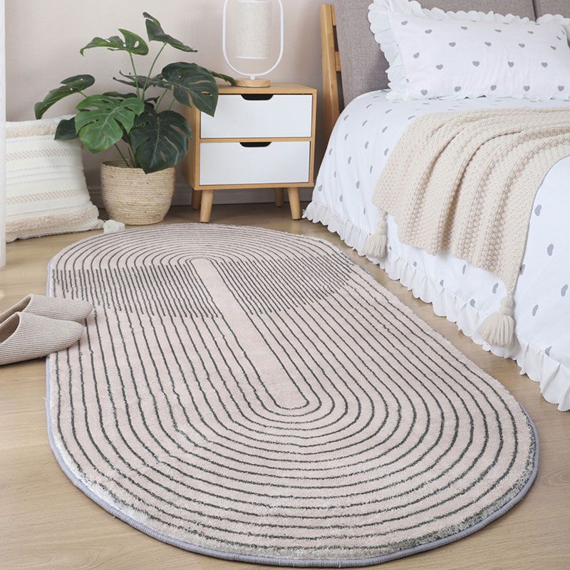 Grey Geometric Pattern Rug Modern Polyester Area Carpet Non-Slip Backing Rug for Bedroom