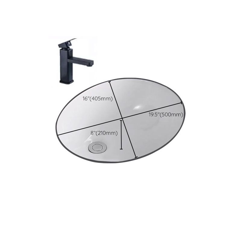Traditional Undermount Vanity Sink Porcelain Rectangular with Pop-Up Drain Vessel Sink