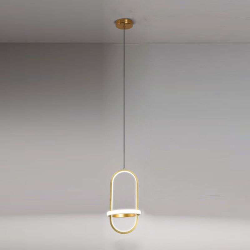 Linear Shape Hanging Lighting Modern Style Metal 2 Light Hanging Lamp for Bedroom