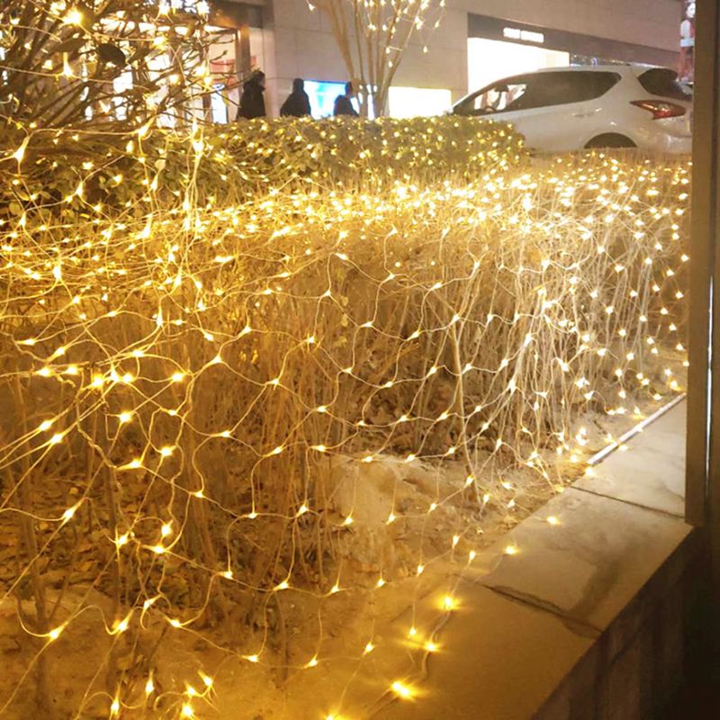 Net Shaped Solar Curtain String Light Set Nordic Plastic Outdoor LED Landscape Light