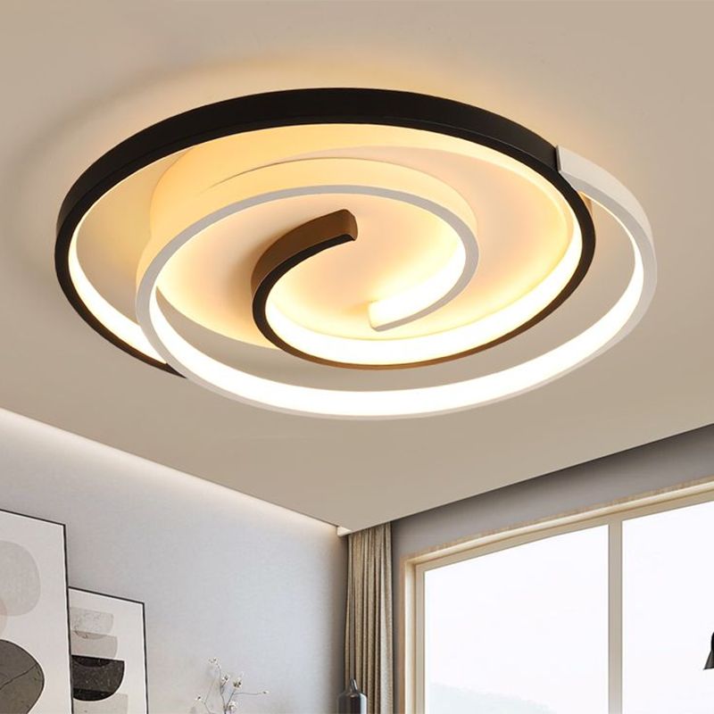 Swirling Flush Ceiling Light Modernist Acrylic LED Black Flush Mount Lamp, 18"/21.5" Wide