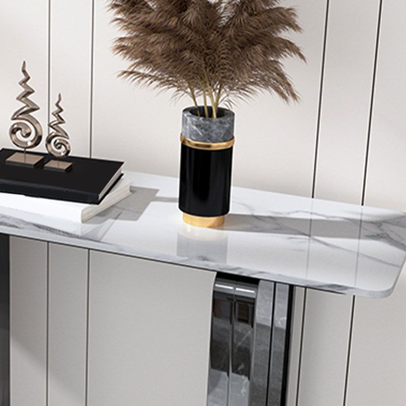 Stone Rectangle Accent Table Modern 31.5" Tall Console Table