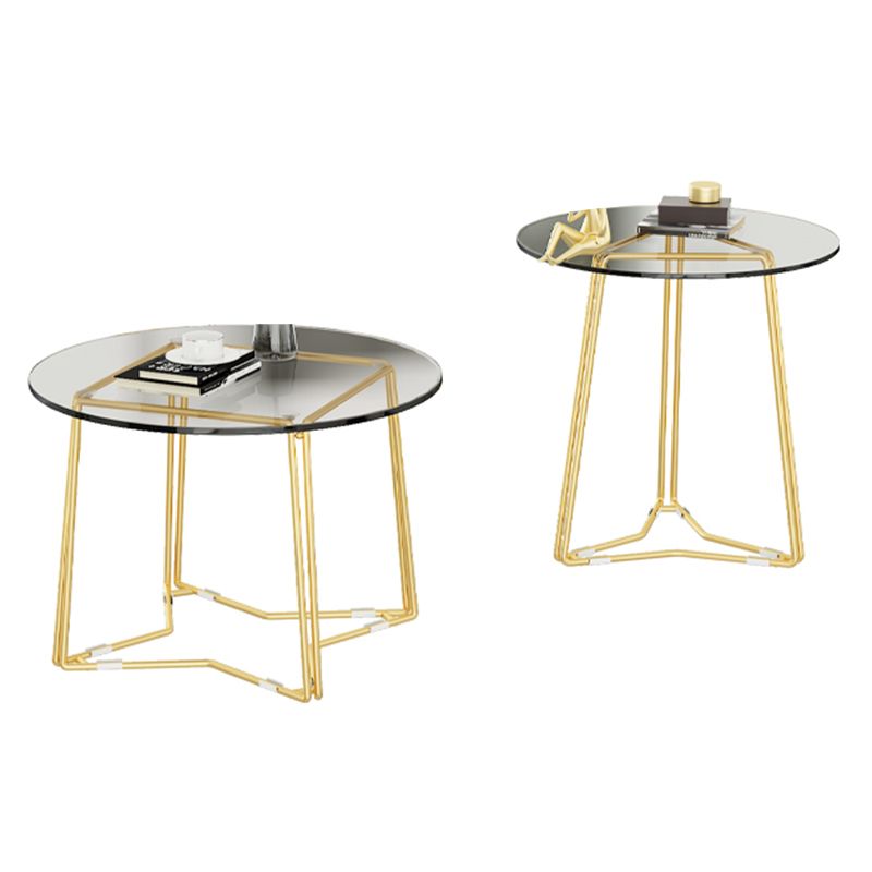 Frame Nesting Coffee Table Set Modern Round Glass Coffee Table