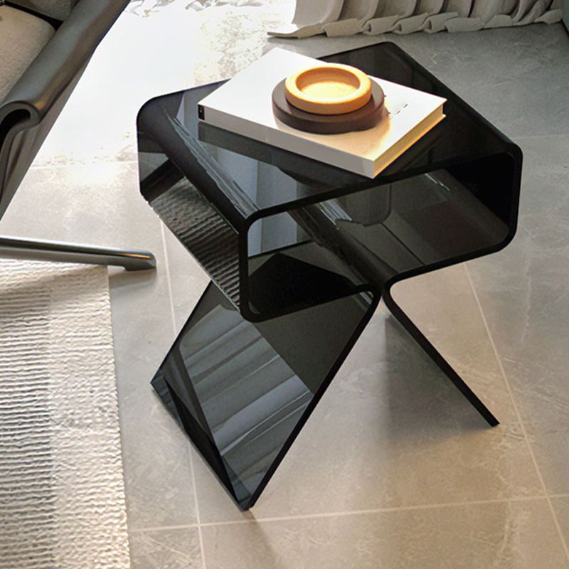 Modernistic Geometric Accent Side Table Acrylic Sofa Side Accent Table