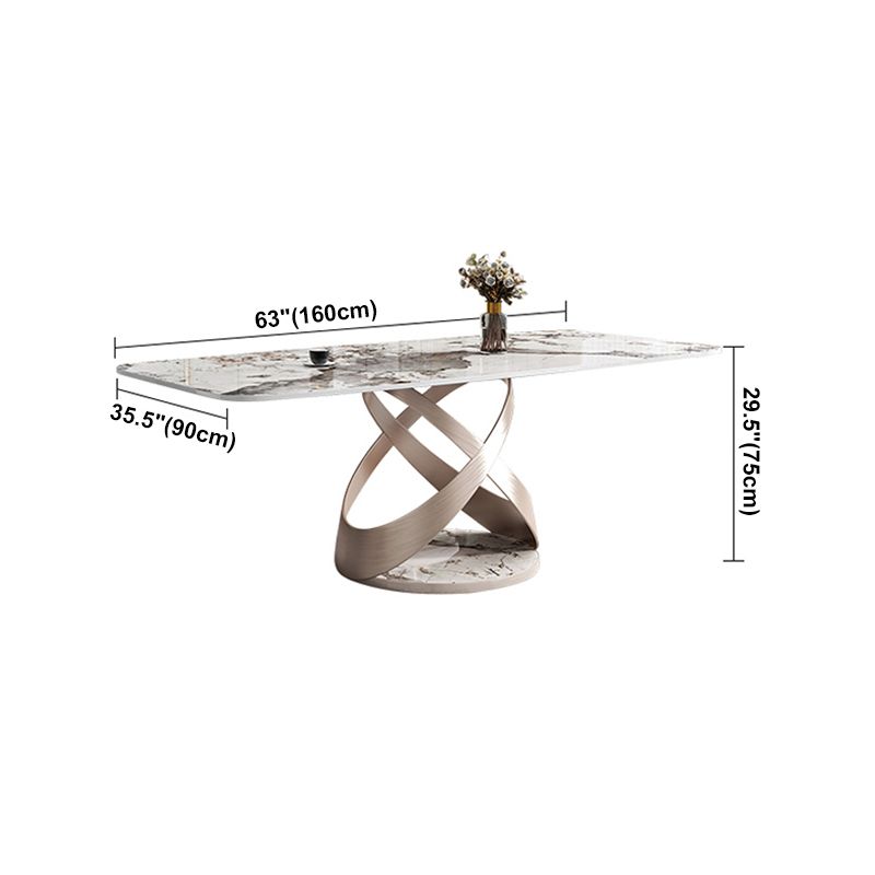Mesa de comedor de rectángulo de lujo tradicional colección de comedor de pedestal de piedra