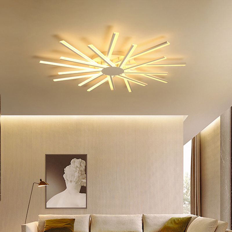 31.5"/39" W LED Living Room Ceiling Mounted Light White Semi Flush Light Fixture with Spiral Acrylic Shade in Warm/White Light