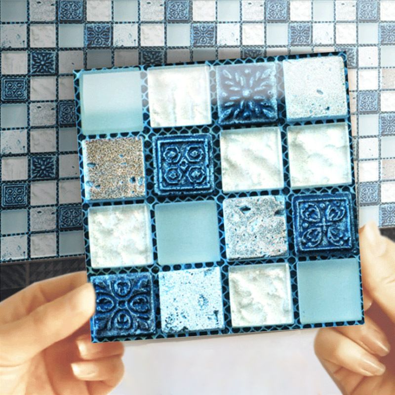 Peel & Stick Mosaic Tile PVC Square Stain Resistant Peel and Stick Tiles 20-Pack